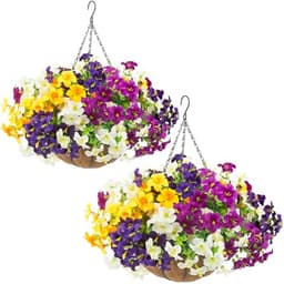 Daynight artificial hanging baskets, 2 sets, 24 UV-resistant petunia bundles