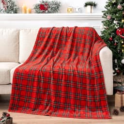 HunnmingRe Stewart tartan flannel throw, 50 x 60 in, double sided