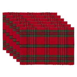DII farmhouse Christmas plaid placemat set, 6 count, 13 x 19 in