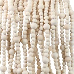 Wood bead garland, natural, 48 ft
