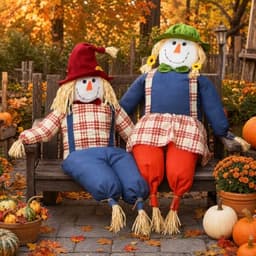 WinnerWhy large sitting scarecrows, 2 pieces, cloth, straw and foam