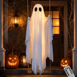Hanging swinging ghost, 5 ft, IP65, remote string lights