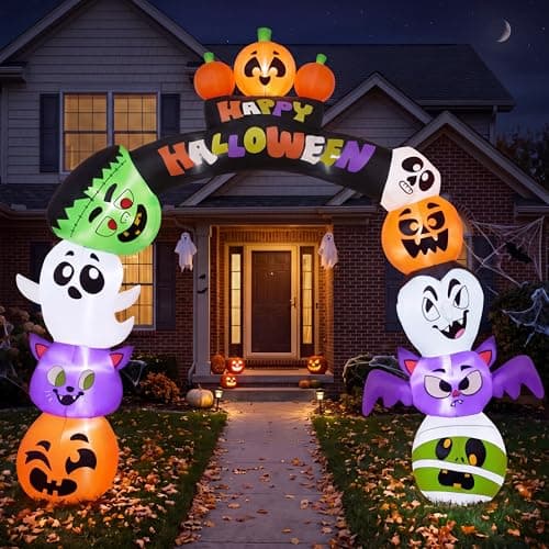 Joiedomi 8 ft Halloween inflatable pumpkin archway, built-in LEDs