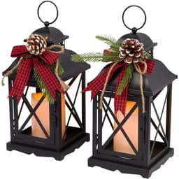 Orchid & Ivy lighted holiday lanterns, 11 in, set of 2, timer