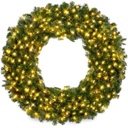 Best Choice Products pre-lit fir wreath, 30 in, 100 LED, 220 tips