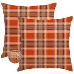 Fall buffalo plaid pillow covers, outdoor waterproof, 18 x 18 in, set of 2