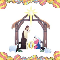 24 in outdoor nativity scene set with stakes