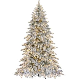 Yaheetech flocked tree, 7.5 ft, 1,278 tips, 550 LEDs, hinged