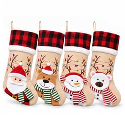 ELEGANTPARK burlap stockings with buffalo plaid cuff, 4 pack, 20 in