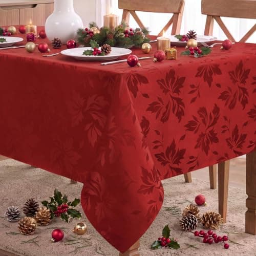 Romanstile Christmas jacquard tablecloth, 60 x 120 in, waterproof