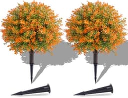PATIO CHOICE fall topiary ball tree urn filler, set of 2, 22 in, ground spike