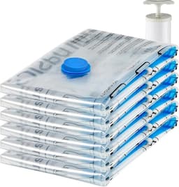 Amazon Basics vacuum storage bags, Jumbo, 6 pack, hand pump