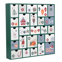 FOIMAS wooden advent calendar, 25 drawers, 13 x 13 x 2.2 in, refillable