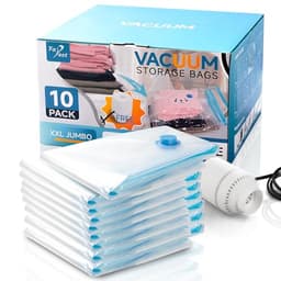 XXL jumbo vacuum storage bags, 47.2 x 35 in, 10 pack, electric pump