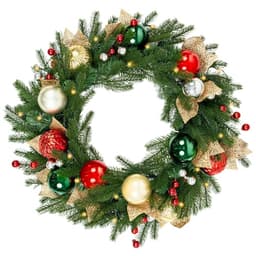 Hykolity pre-lit Christmas wreath, 24 in, 30 LED, timer, battery