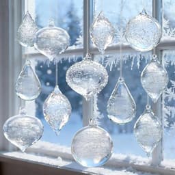 Clear glass ball ornaments, 24 pieces, hand blown