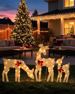 Lighted 2D reindeer family, 3 pieces
