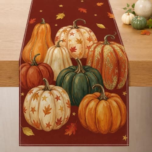 Ditother fall table runner, 13 x 72 in, pumpkins