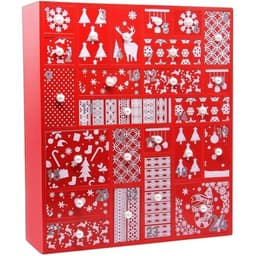 Juegoal red advent calendar, 24 drawers, 15 in tall, refillable