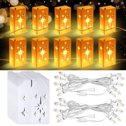 Geetery LED luminary bags, 20 pieces, 2 string lights, hexagonal star