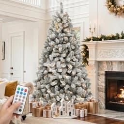 DWVO snow flocked tree, 7.5 ft, 1,360 tips, 550 LEDs
