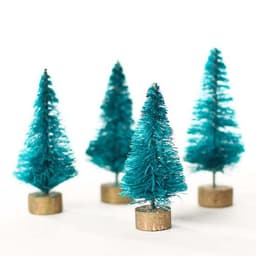 Miniature sisal bottle brush trees, 24 pack, 1.5 in, wooden bases
