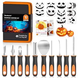 Shuttle Art pumpkin carving kit, 10 tools and 10 stencils
