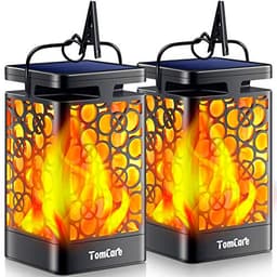 TomCare solar lanterns, 2 pack, flickering flame