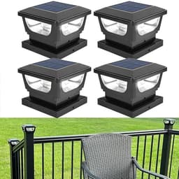 Sumaote solar post cap lights, 4 pack, 120 lm, metal or vinyl posts