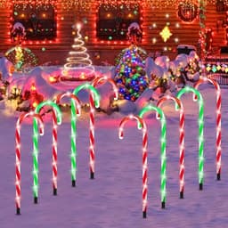Candy cane pathway lights, 8 pack, 48 LED red and green