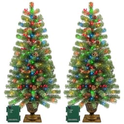 Potted porch trees, 4 ft, 2 pack, 60 LEDs, warm white or color