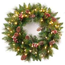 Amaoasis pre-lit mixed pine wreath, 24 in, battery