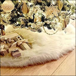 AOGU faux fur Christmas tree skirt, 60 in