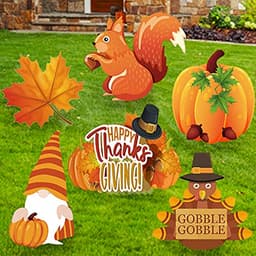 Thanksgiving yard signs with stakes, 6 piece variety