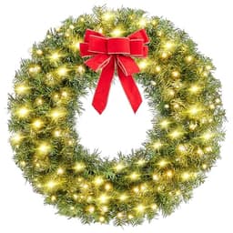 Yaheetech pre-lit Christmas wreath, 30 in, 110 LED, 300 tips, metal frame