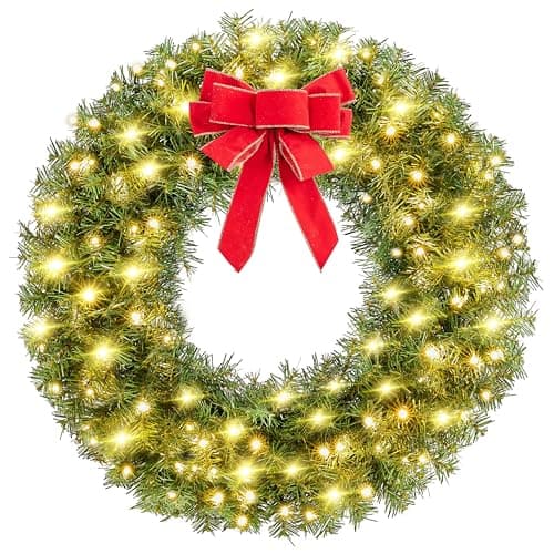 Yaheetech pre-lit Christmas wreath, 30 in, 110 LED, 300 tips, metal frame