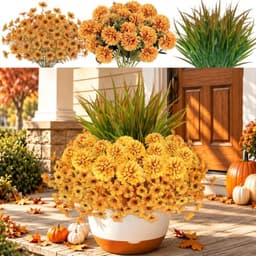 Artificial fall mums, UV resistant, no-fade silk